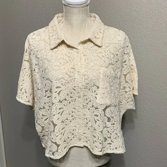 OAT New York Lace & Mesh Crop Top XL - Picture 1 of 12